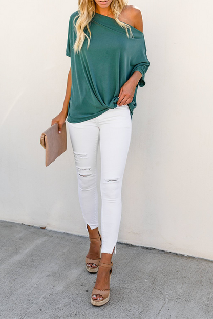 Patchwork One Shoulder T-shirts
