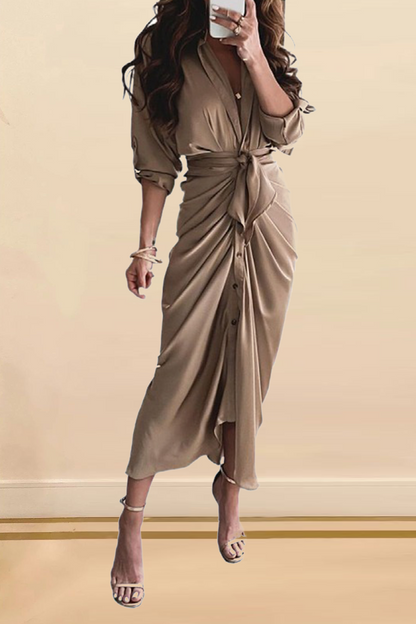 Print Patchwork V Neck Waist Skirt Dresses(12 Colors)