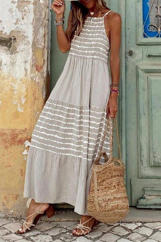 Print Spaghetti Strap Cake Skirt Dresses