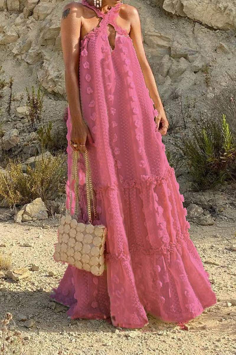 Patchwork Halter Cake Skirt Dresses