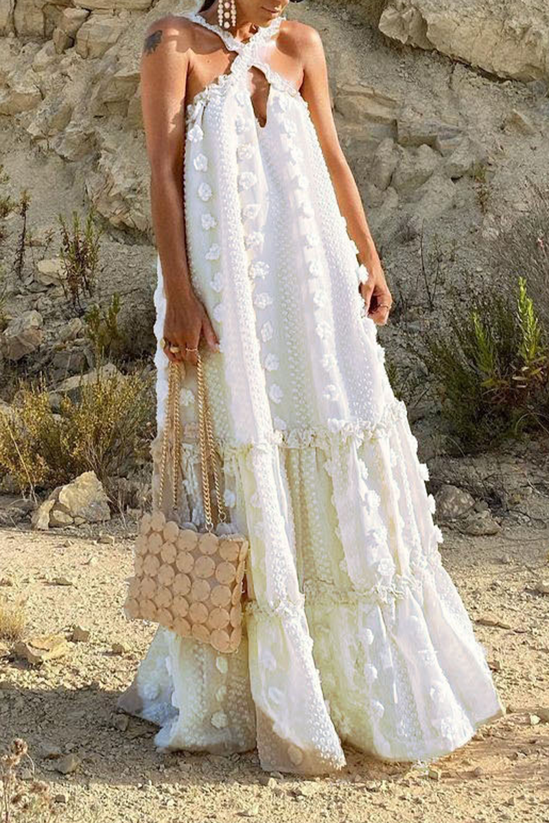 Patchwork Halter Cake Skirt Dresses