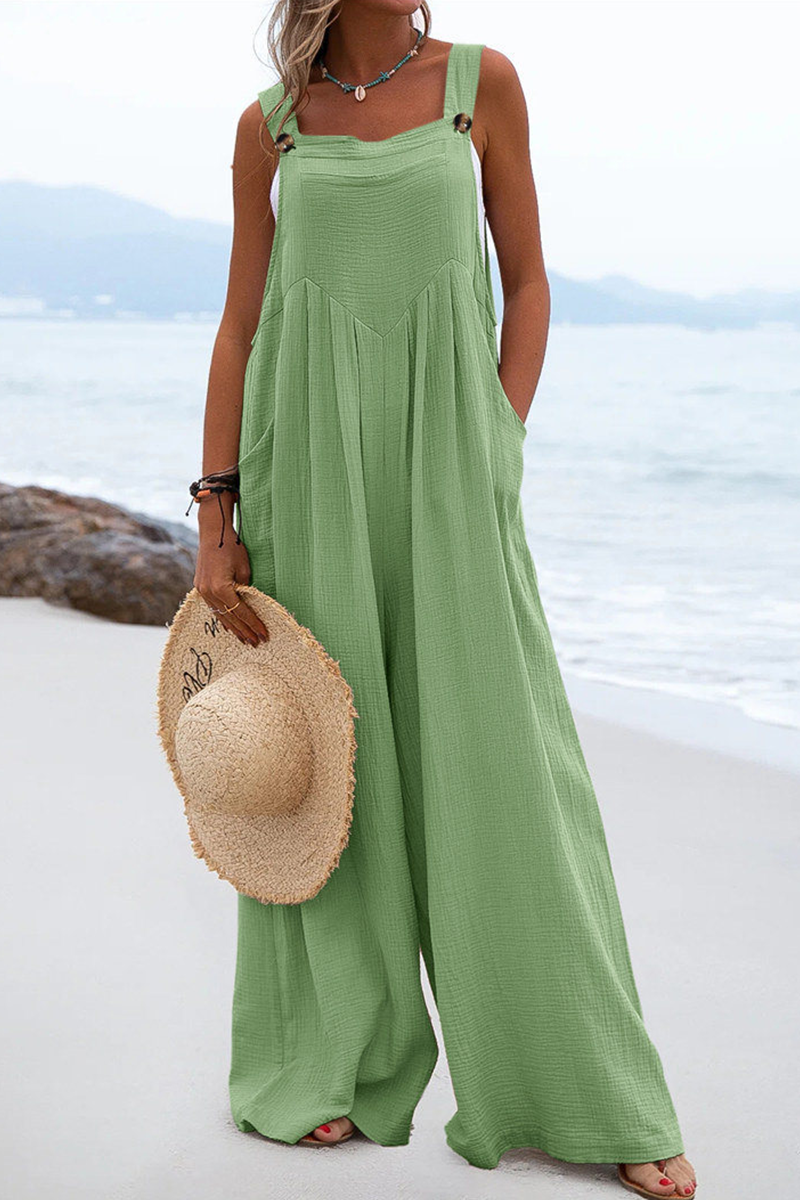 Split Joint Square Collar Loose Jumpsuits(13 Colors)