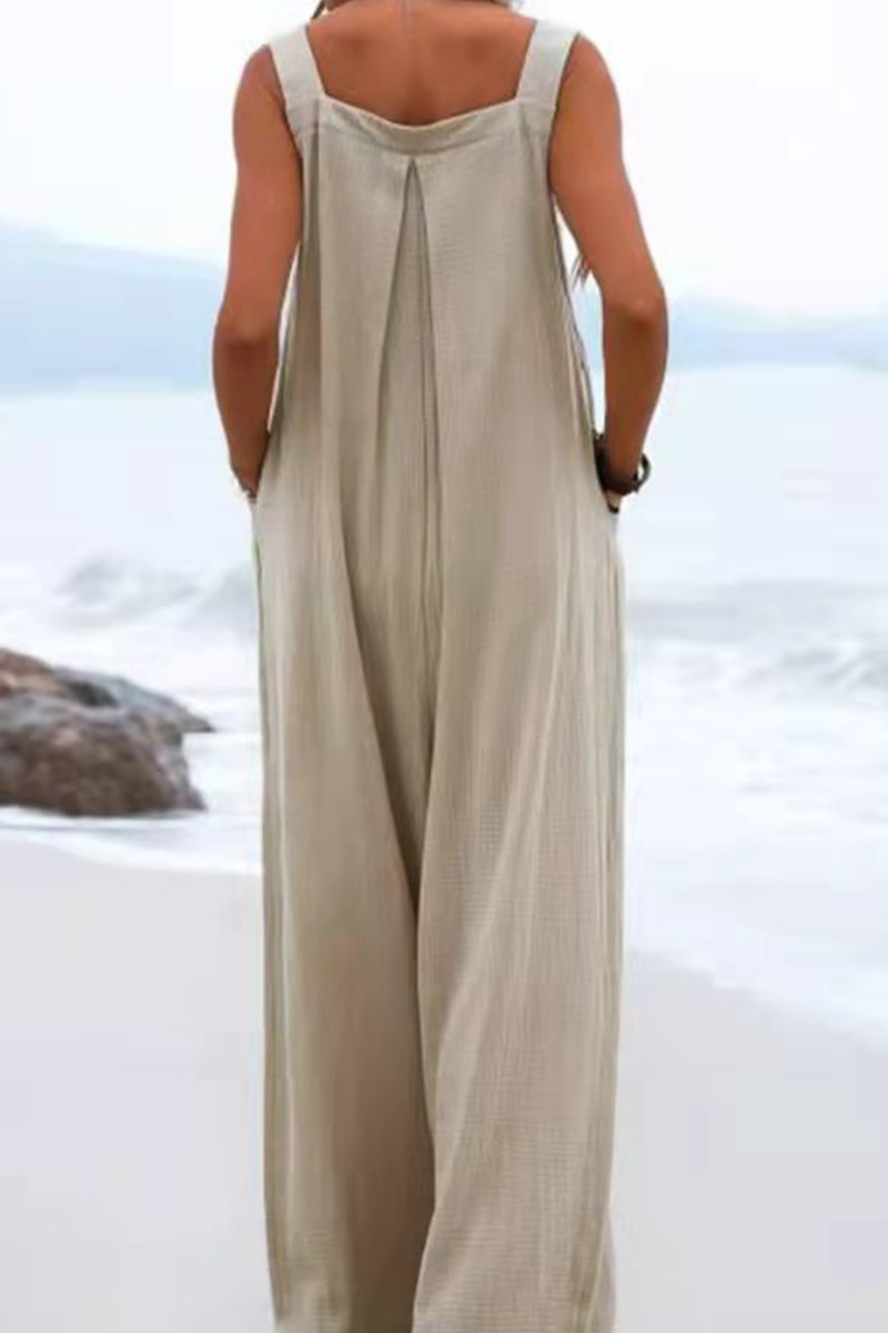 Split Joint Square Collar Loose Jumpsuits(13 Colors)