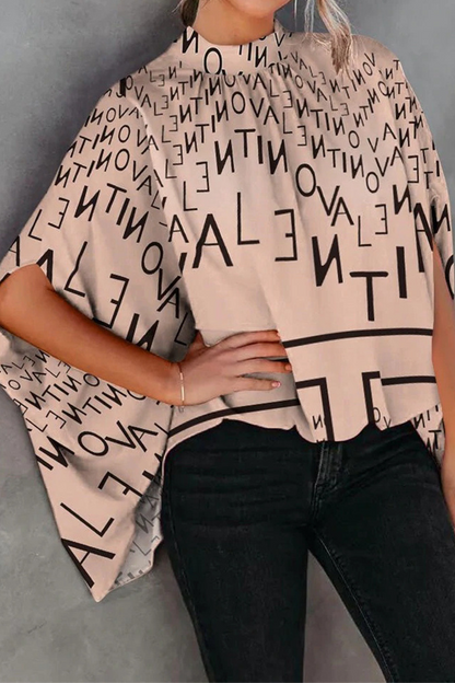 Print Patchwork Half a Turtleneck Blouses (5 Colors)