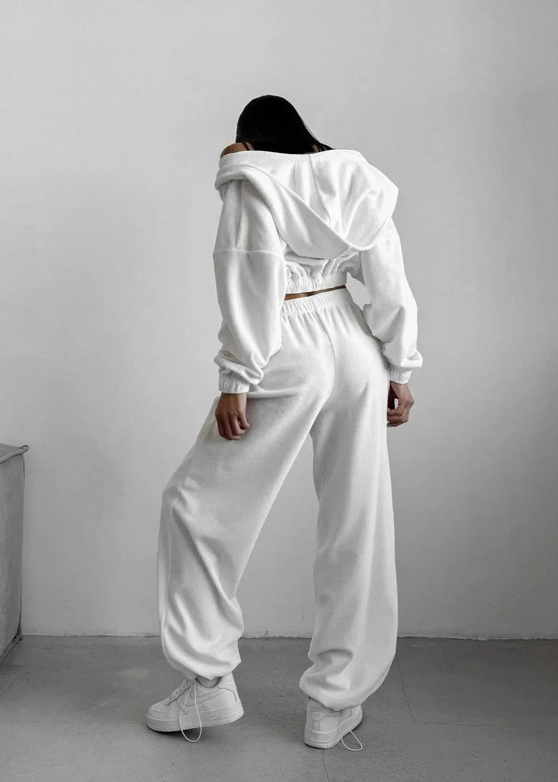 Relaxed Radiance - Zip-up Hoodie Two-piece Set