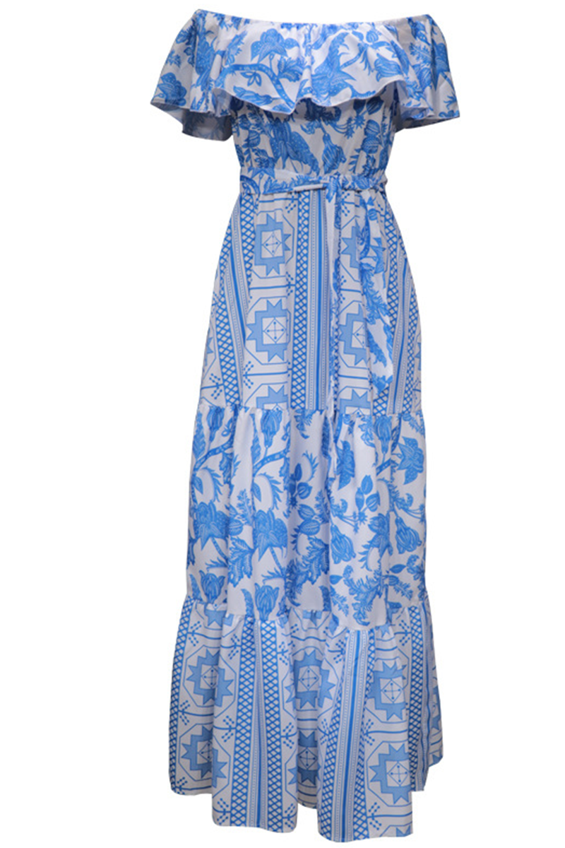 Printoff the Shoulder Cake Skirt Dresses