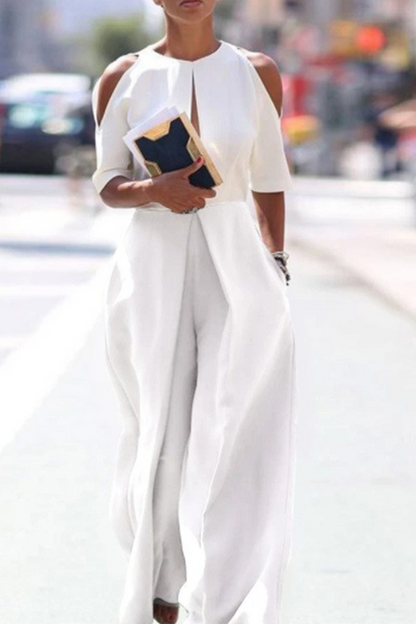 Hollowed Out O Neck Straight Jumpsuits(3 Colors)