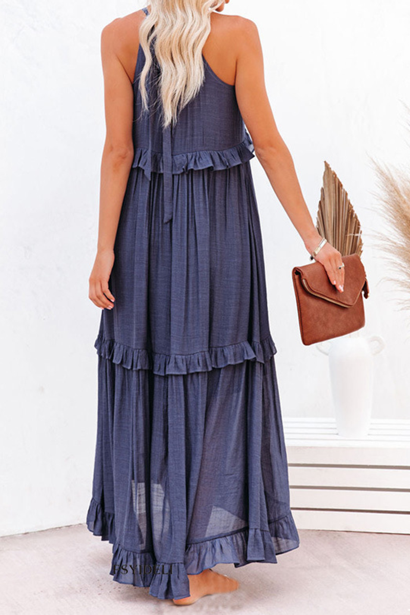 Street Flounce Spaghetti Strap Cake Skirt Dresses(3 Colors)