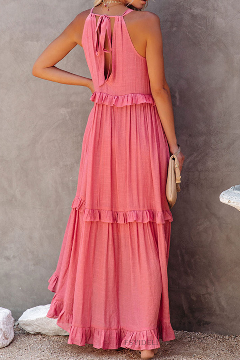 Street Flounce Spaghetti Strap Cake Skirt Dresses(3 Colors)
