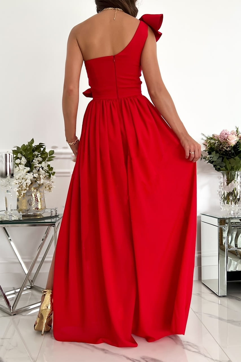 Flounce One Shoulder Cake Skirt Dresses(6 Colors)