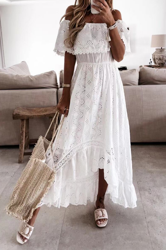 Lace Off the Shoulder Cake Skirt Dresses