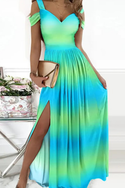 Patchwork V Neck Cake Skirt Dresses(6 Colors)