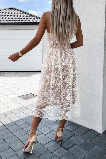 Lace Strapless Cake Skirt Dresses