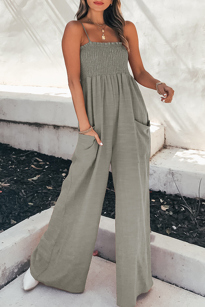 Living Pocket Spaghetti Strap Loose Jumpsuits(5 Colors)