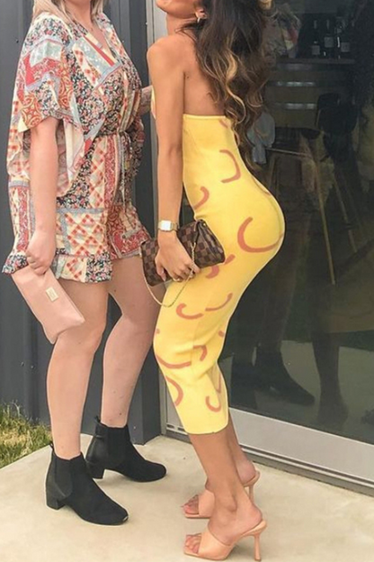 Print Halter Pencil Skirt Dresses