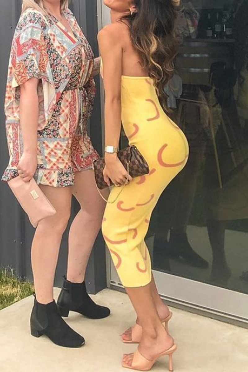Print Halter Pencil Skirt Dresses