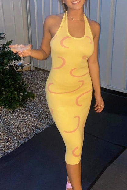 Print Halter Pencil Skirt Dresses