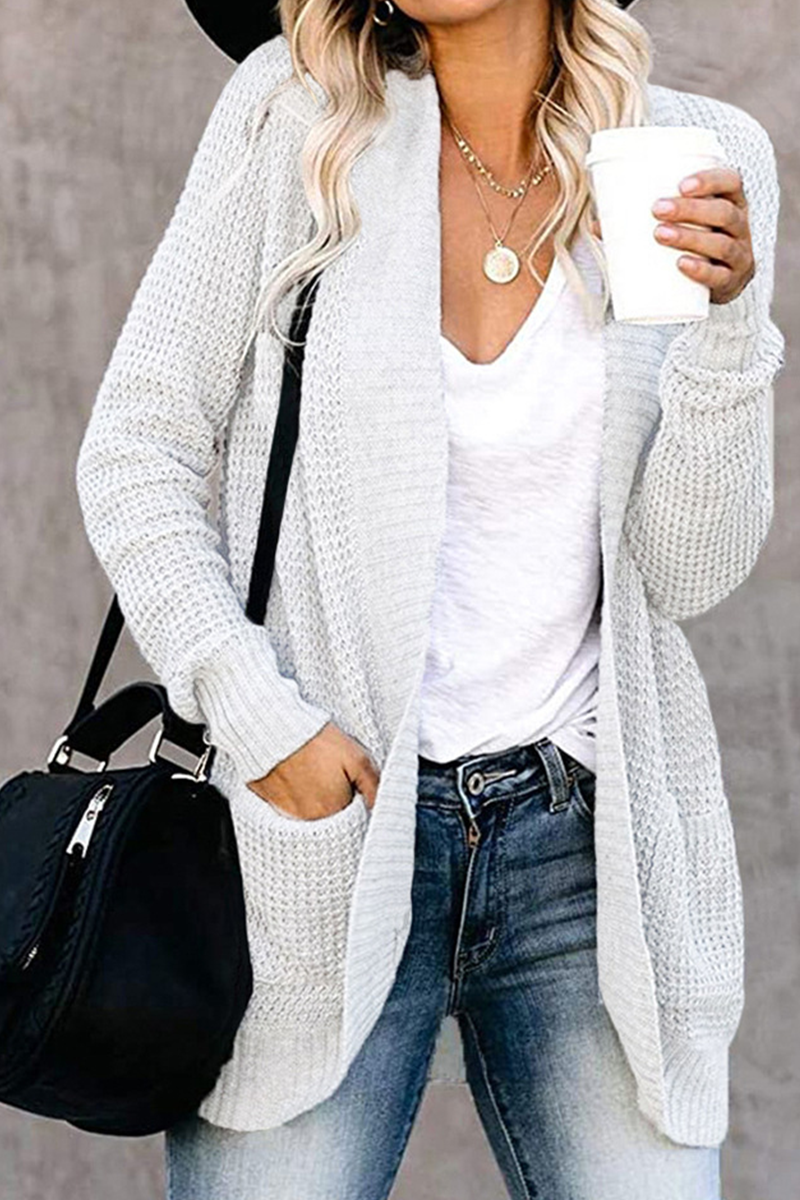 Split Joint Cardigan Collar Tops(6 Colors)