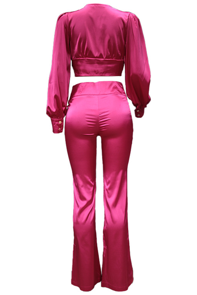 Patchwork V Neck Long Sleeve Two Pieces