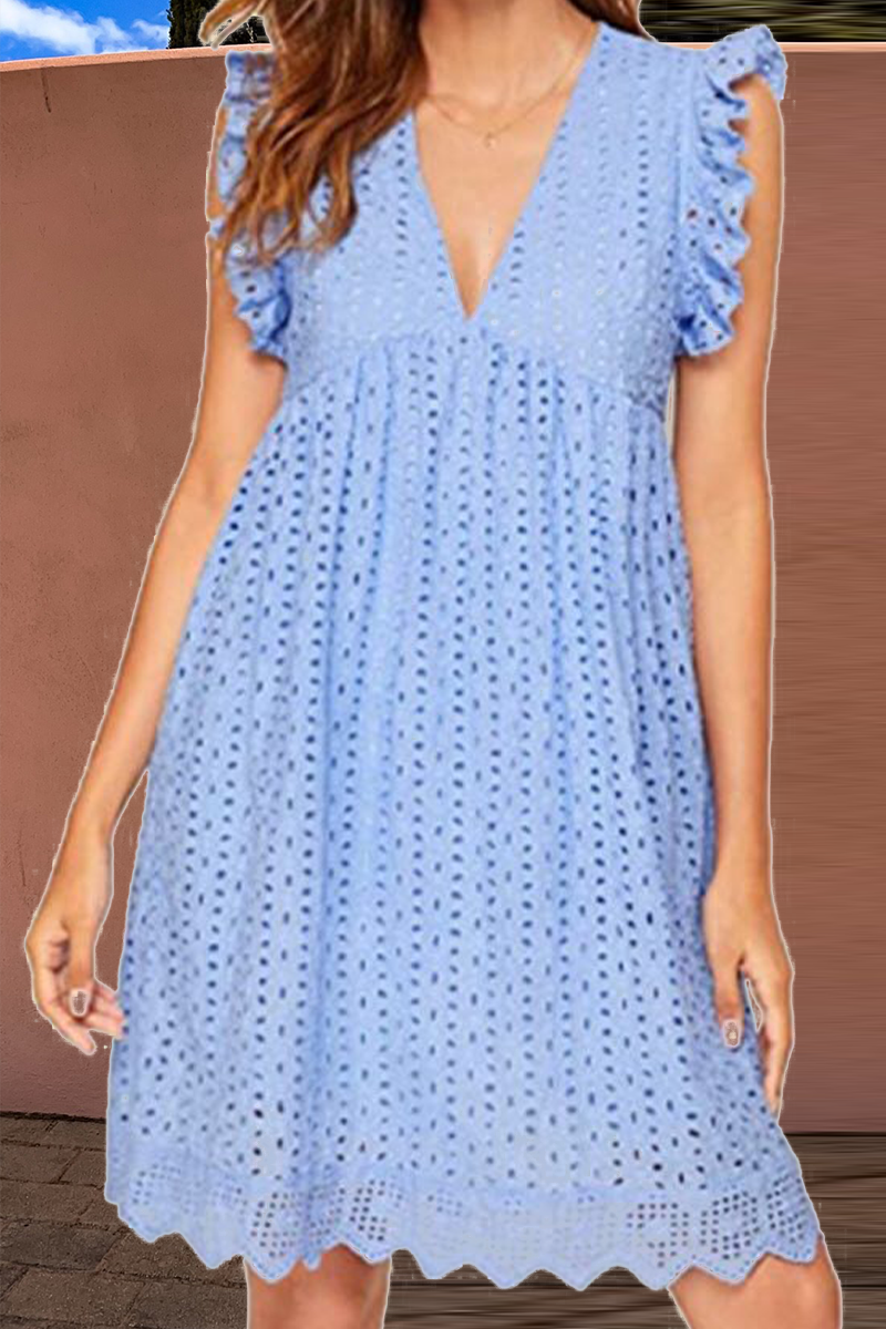 Lace V Neck Cake Skirt Dresses(12 Colors)