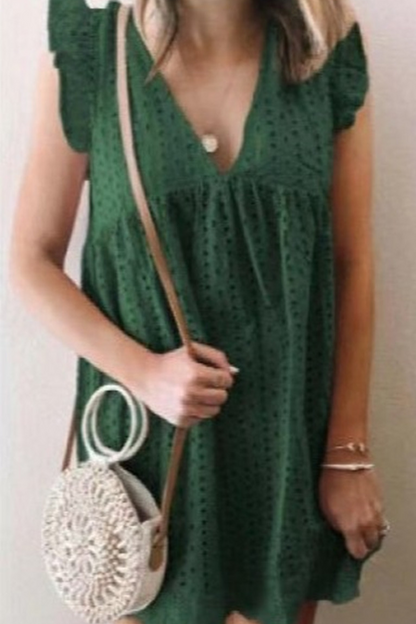 Lace V Neck Cake Skirt Dresses(12 Colors)