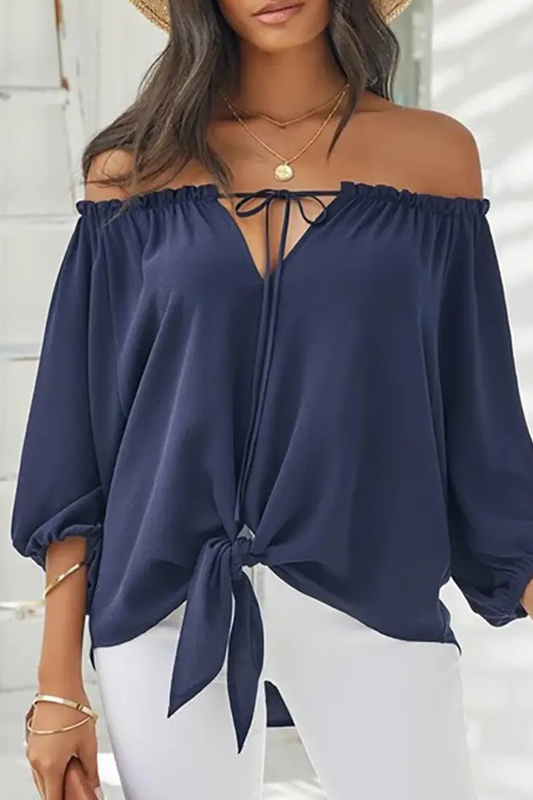 Print Patchwork Off the Shoulder Blouses(7 Colors)