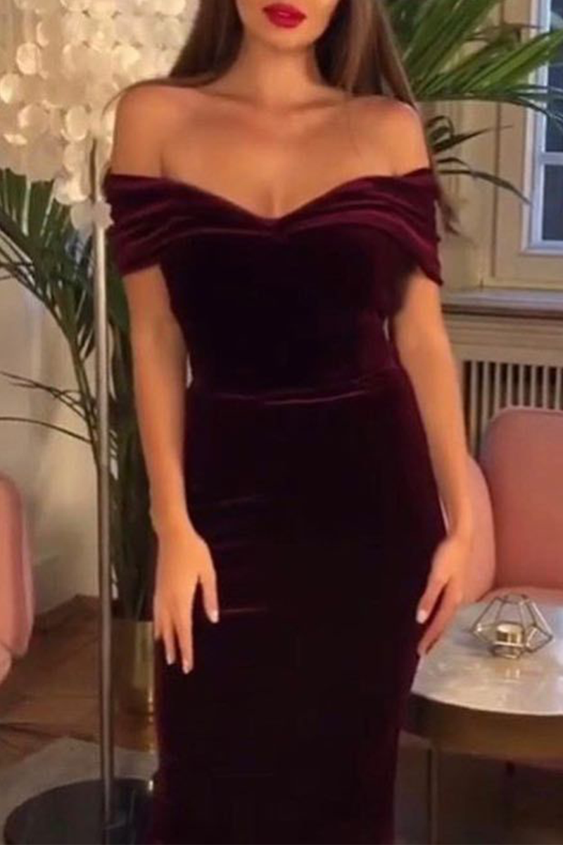 Patchwork Off the Shoulder Pencil Skirt Dresses(4 Colors)