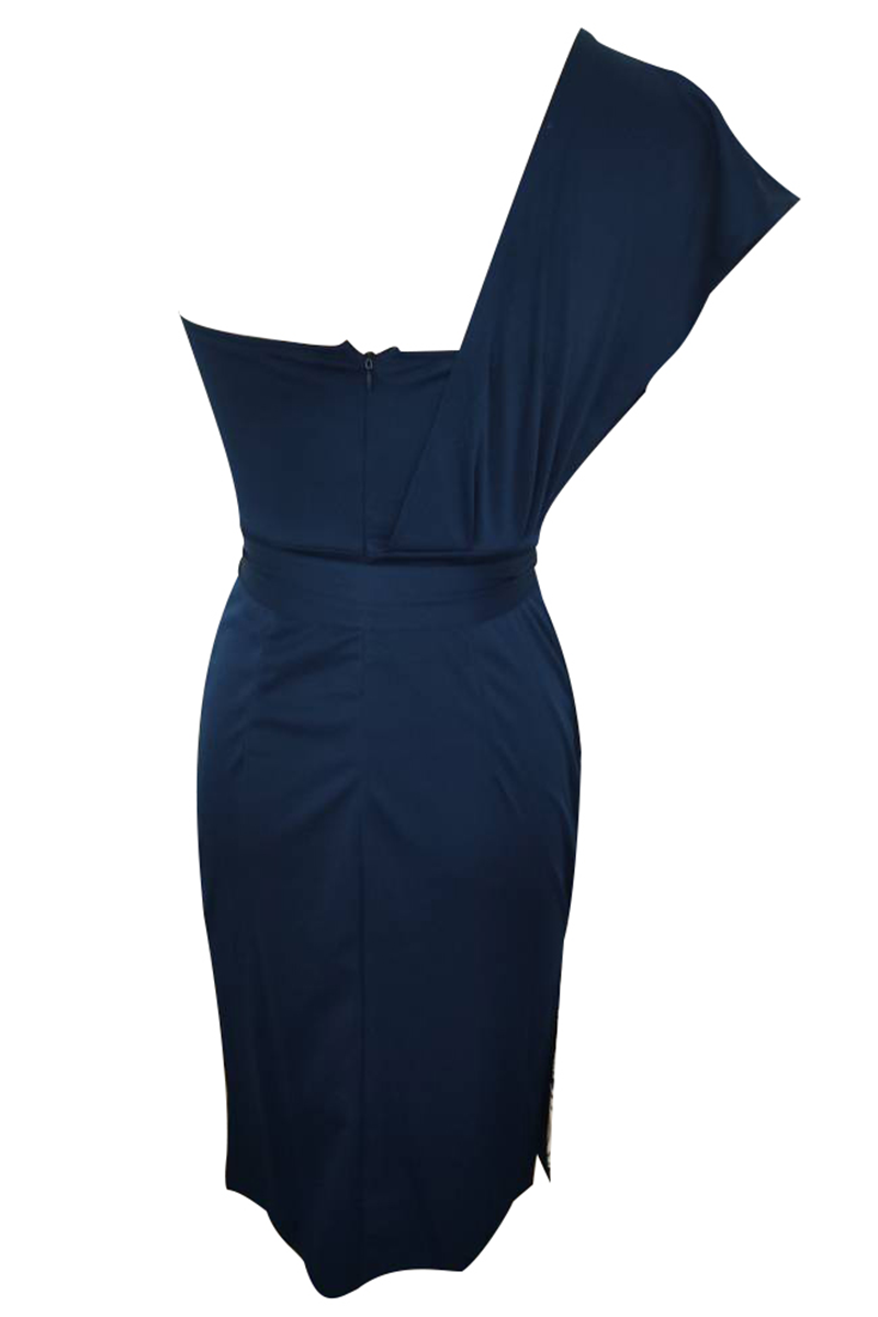 Print Split Joint One Shoulder Pencil Skirt Dresses(3 Colors)