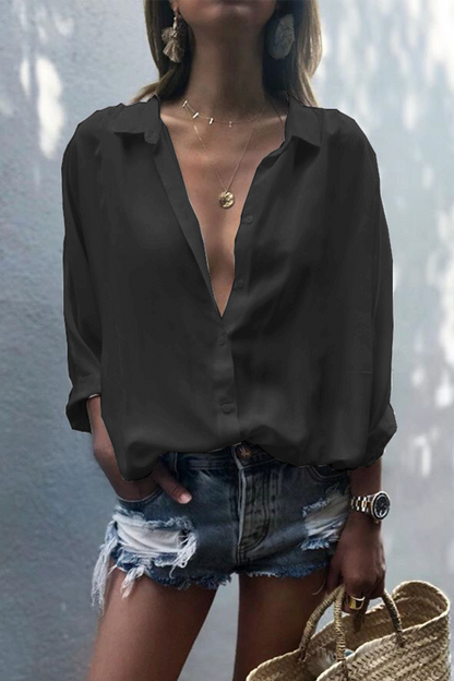 Patchwork Turndown Collar Blouses(8 Colors)