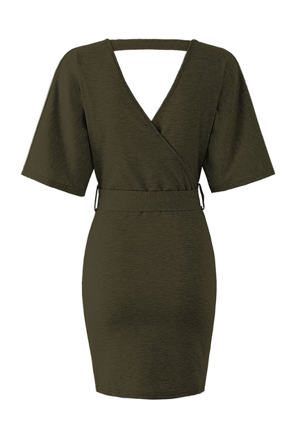 Hollowed Out V Neck Pencil Skirt Dresses(4 Colors)
