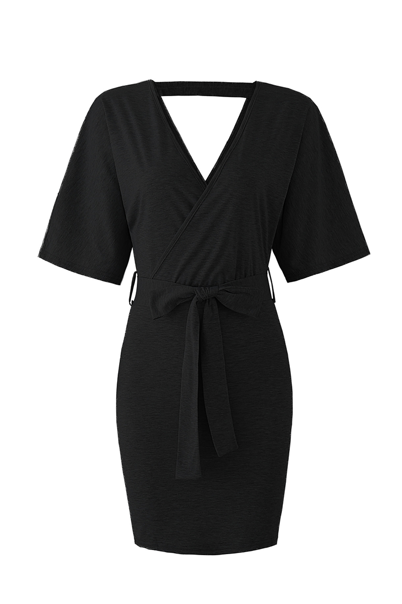 Hollowed Out V Neck Pencil Skirt Dresses(4 Colors)