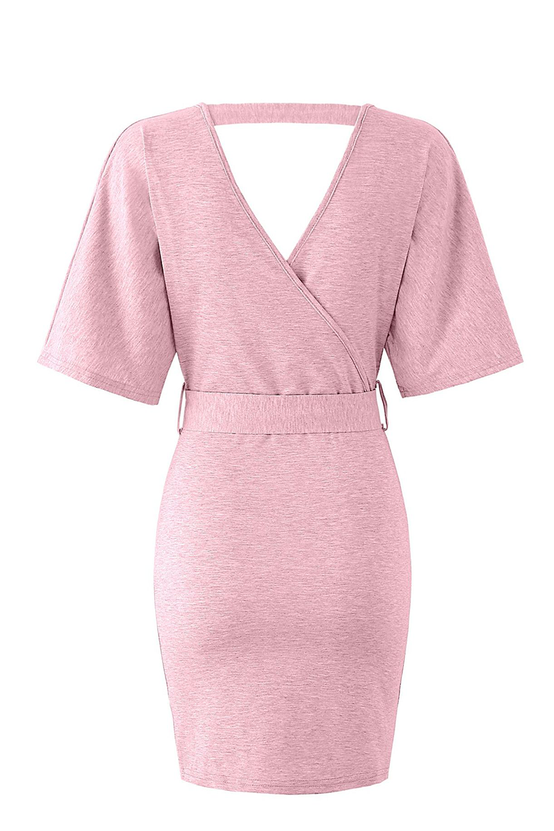 Hollowed Out V Neck Pencil Skirt Dresses(4 Colors)