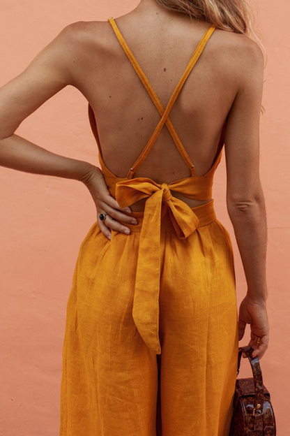 Patchwork Spaghetti Strap Sleeveless Two Pieces