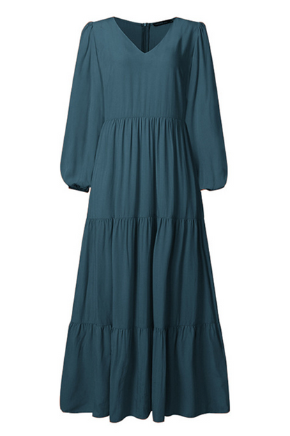 Flounce U Neck Cake Skirt Dresses(3 Colors)