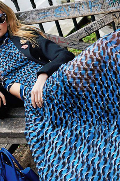 Print Flounce Half a Turtleneck Cake Skirt Dresses