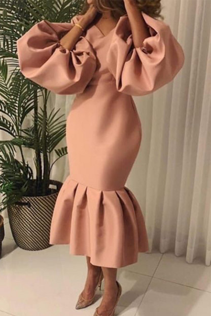 Patchwork V Neck Cake Skirt Dresses(6 Colors)