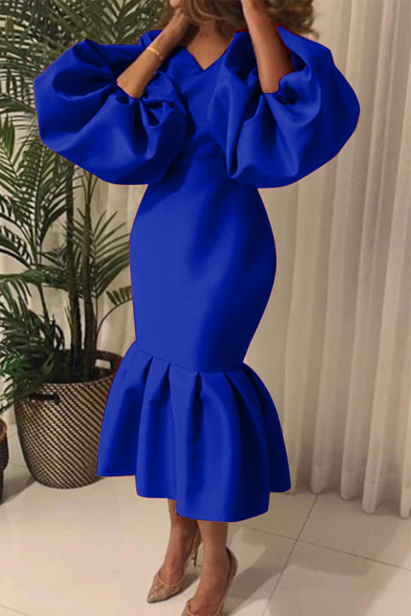 Patchwork V Neck Cake Skirt Dresses(6 Colors)