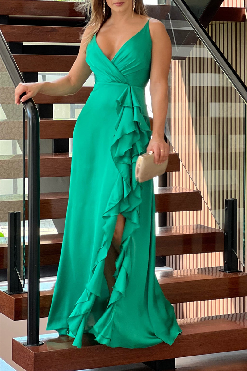 Flounce Spaghetti Strap Waist Skirt Dresses
