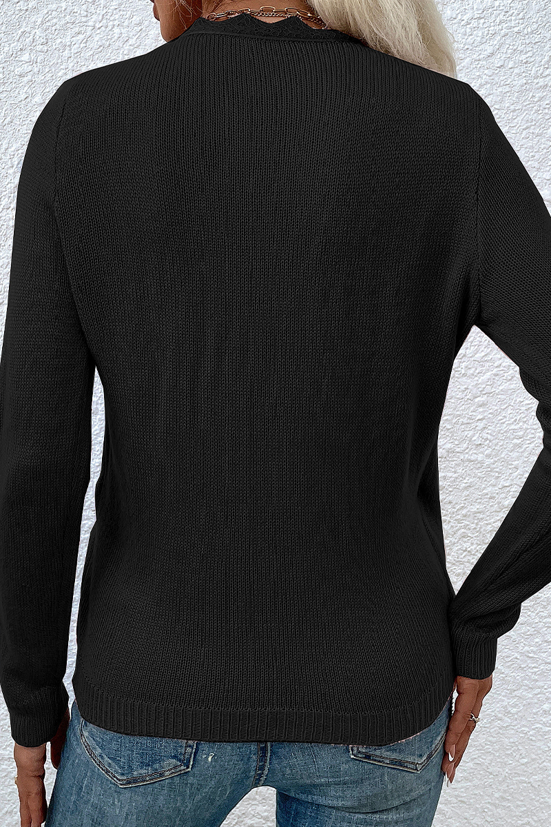 Patchwork V Neck Sweaters(4 Colors)