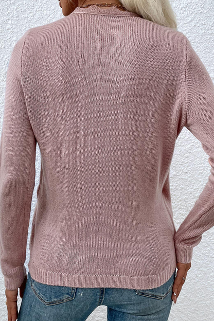 Patchwork V Neck Sweaters(4 Colors)