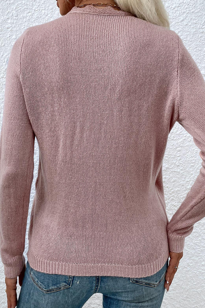 Patchwork V Neck Sweaters(4 Colors)
