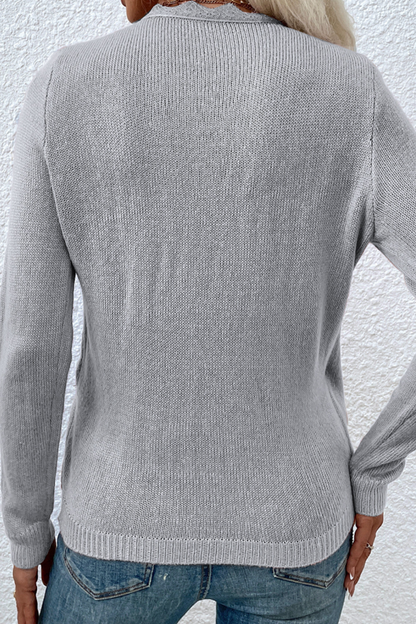 Patchwork V Neck Sweaters(4 Colors)