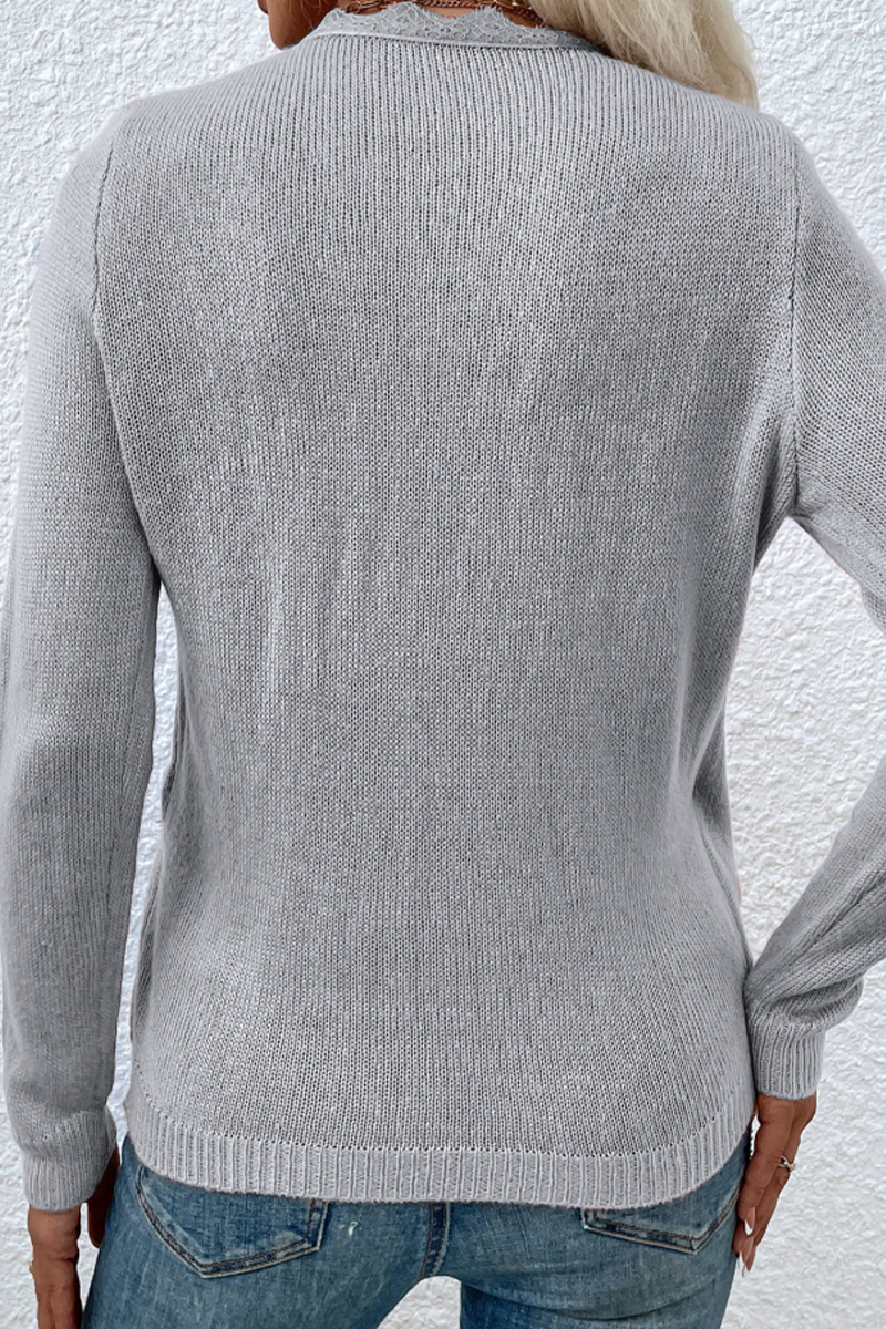 Patchwork V Neck Sweaters(4 Colors)