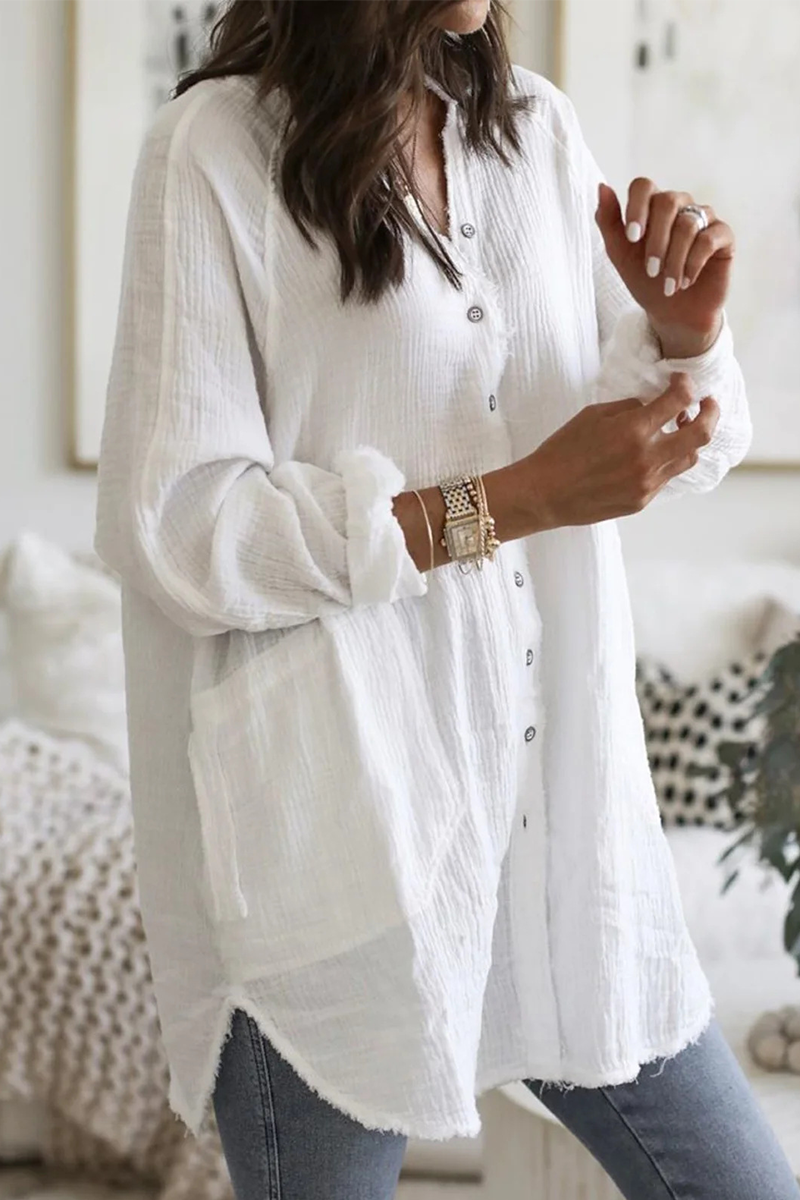 Patchwork Turndown Collar Blouses(3 Colors)