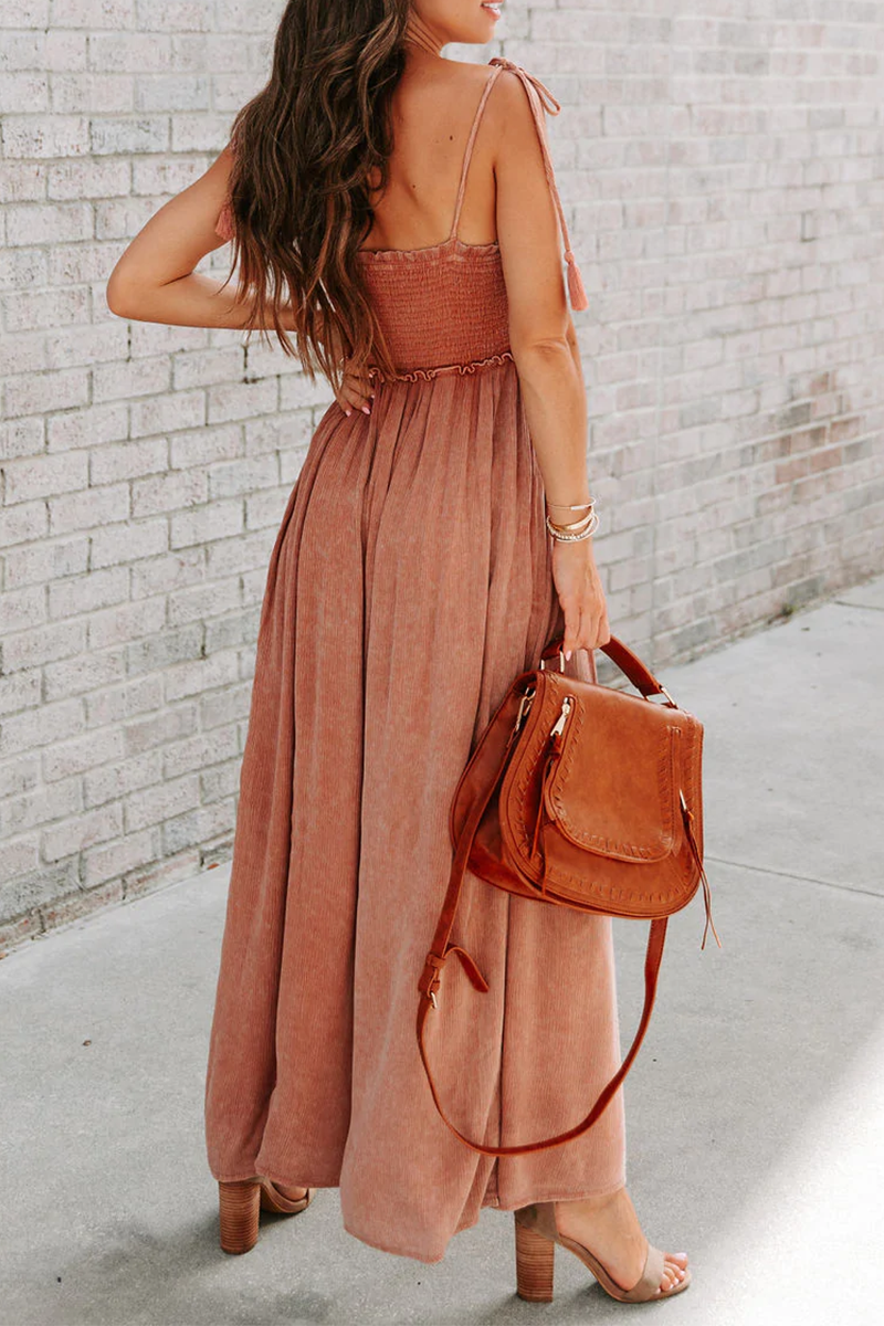 Patchwork Square Collar Straight Jumpsuits