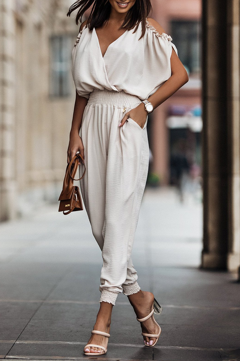 Patchwork V Neck Harlan Jumpsuits