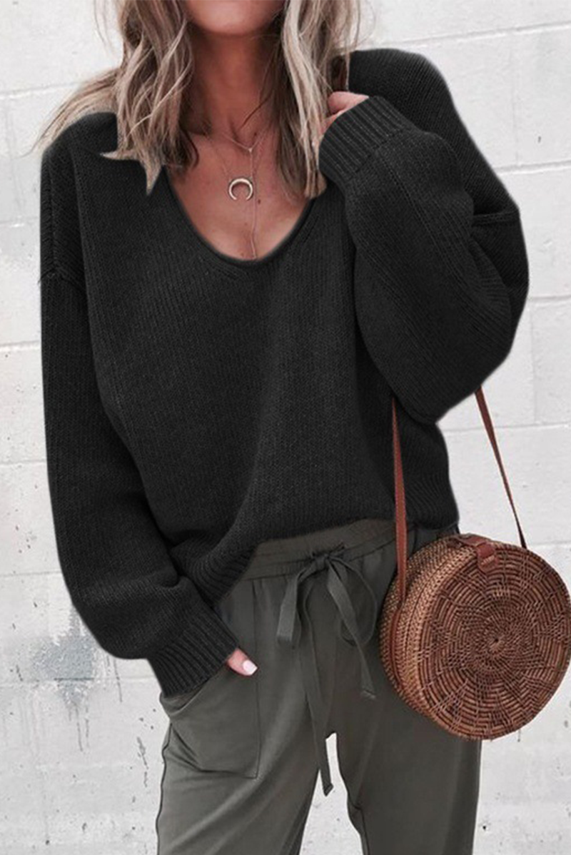 Patchwork U Neck Sweaters(7 Colors)