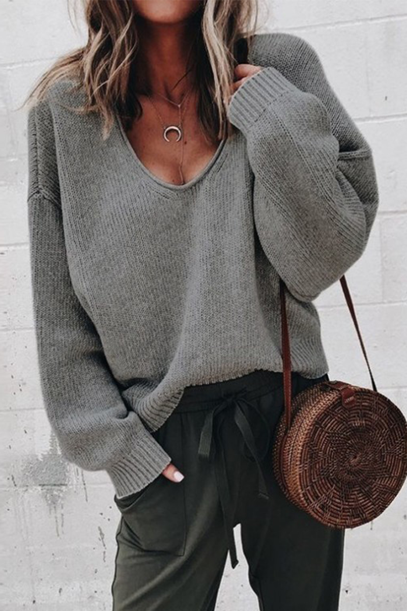 Patchwork U Neck Sweaters(7 Colors)