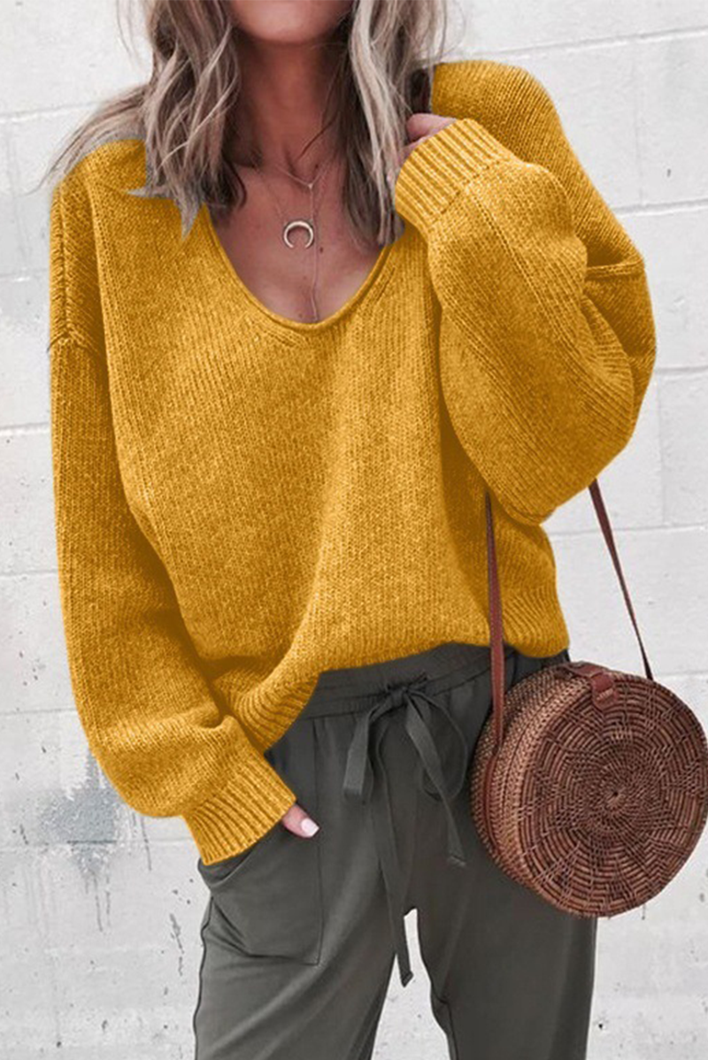 Patchwork U Neck Sweaters(7 Colors)