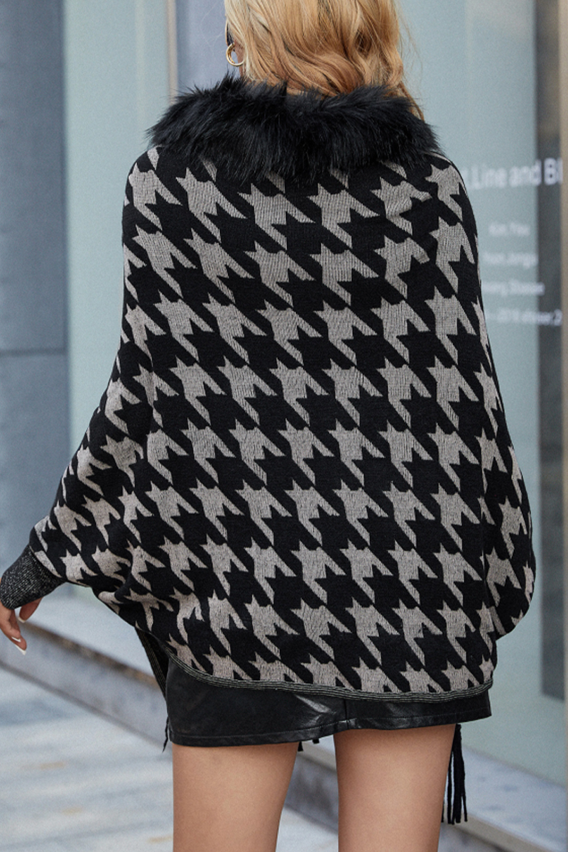 Plaid Tassel Cardigan Collar Outerwear(4 Colors)
